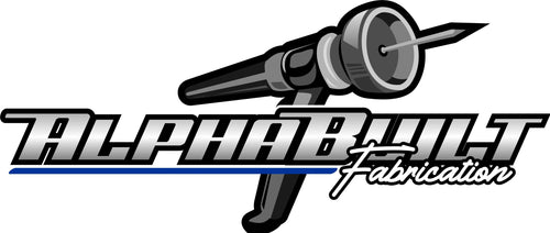 Logo of Alpha Bullt Fabrication with a stylized tool on a white background